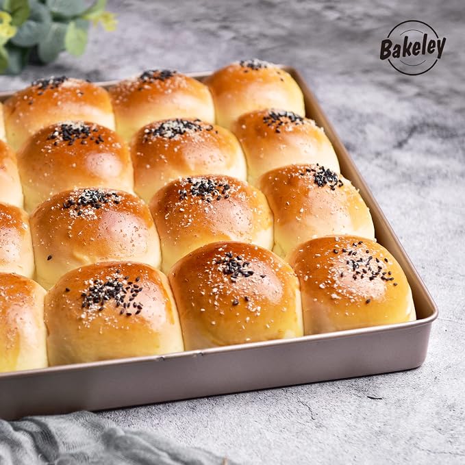 11-Inch Baking Sheet Pan Non-Stick Square Baking Pan Jelly Roll Bakeware for Oven Roasting 11.2" × 11.2" × 1.38" (Champagne Gold) - Image 6