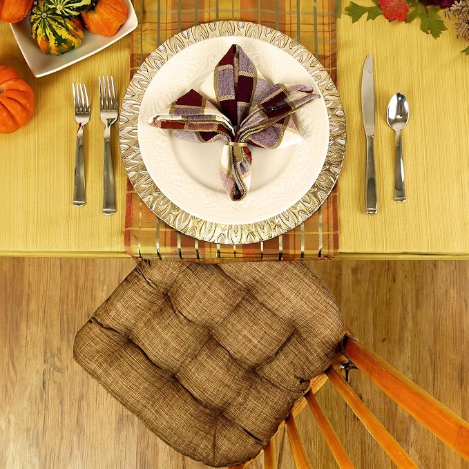 Barnett Home Decor Dining Chair Cushions - Hayden Pecan 16.5 x 18 Size Medium Chair Cushion for Dining Chairs - Reversible, Machine Washable Chair Pads, Mid-Century (Brown / 18") - Image 6