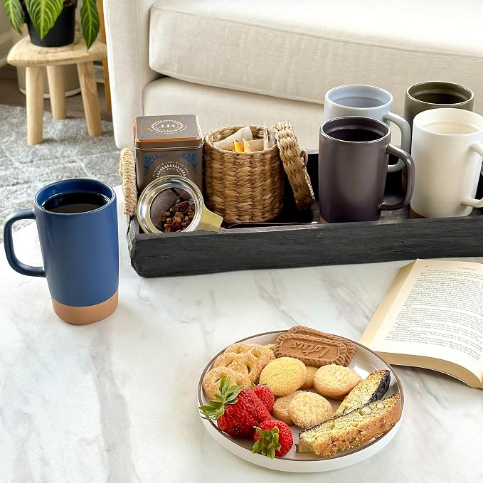 Mora Ceramics Large Tea Mug with Loose Leaf Infuser and Ceramic Lid, 18 oz, Portable, Microwave and Dishwasher Safe, Tall Coffee Cup - Rustic Matte Ceramic Glaze, Modern Herbal Tea Strainer, Deep Blue - Image 6