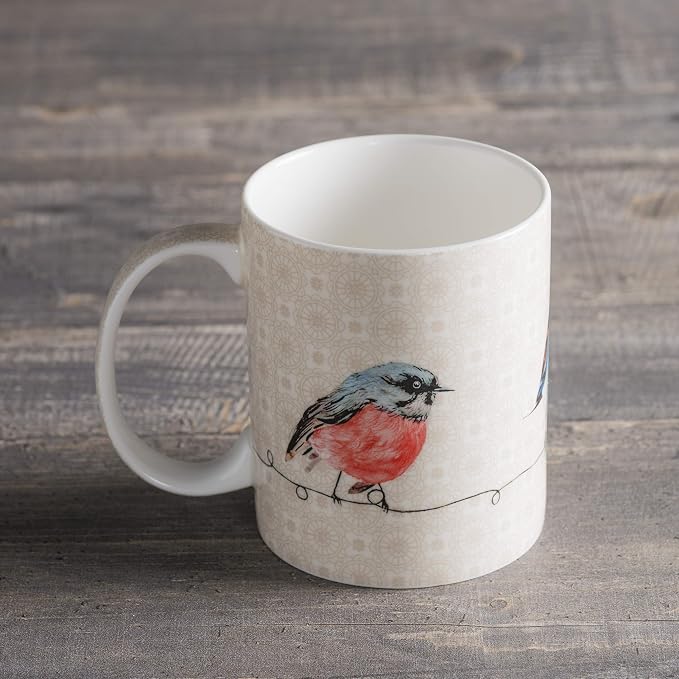Maison d' Hermine Coffee Mug with Handles Tea Cups (12 Ounce, Pack of 1) | Fine Bone China Coffee Mugs for Hot Beverages Cappuccino Latte Home Restaurant Hotel Spring Summer -Birdies on Wire - Robin - Image 8