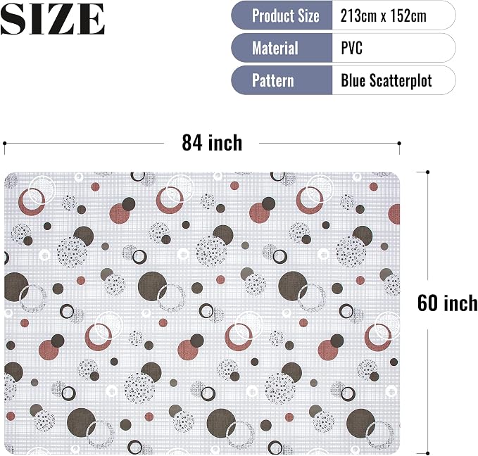 FIFTY FEET 84 * 60 Inch Rectangle Tablecloth, Vinyl Tablecloth with Flannel Backing for Rectangle Tables, Spill Proof Plastic Picnic Table Cover for Dining/Camping/Indoor/Outdoor(Grey Plaid) - Image 5