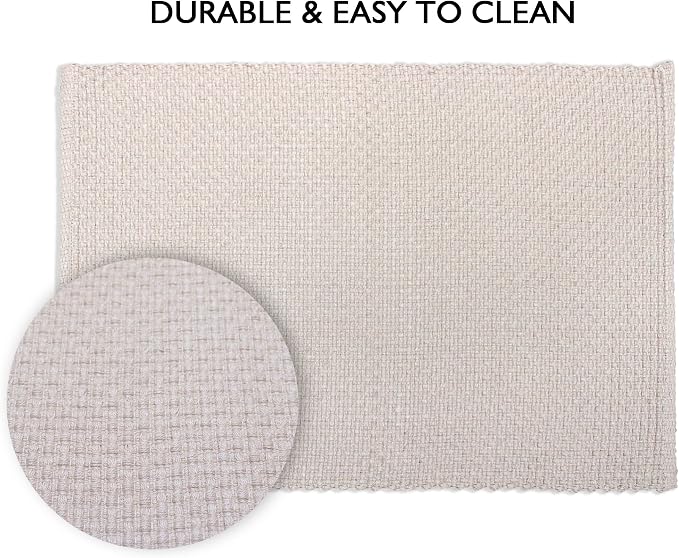 Urban Villa Two Tone Placemat Cotton Tablemat 14x20 (Set of 6) Beige - Image 2