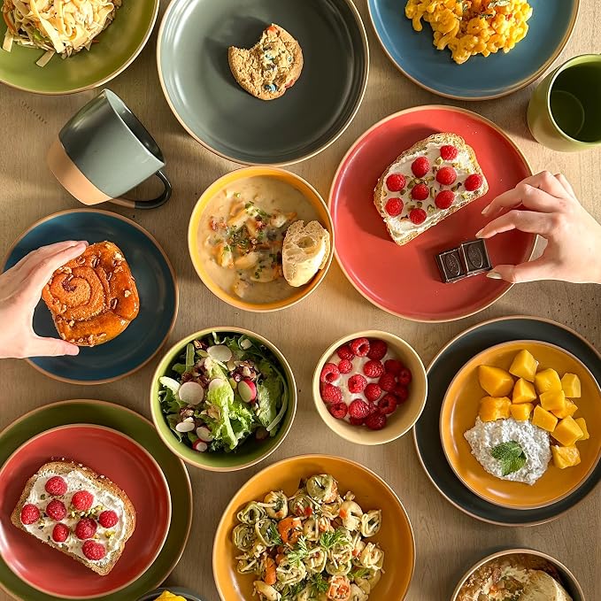 Mora Ceramic Artisan Matte Dinner Plates Set of 6, 10 inch Dish Set - Microwave, Oven, and Dishwasher Safe, Scratch Resistant, Modern Rustic Dinnerware- Kitchen Porcelain Serving Dishes - Image 9
