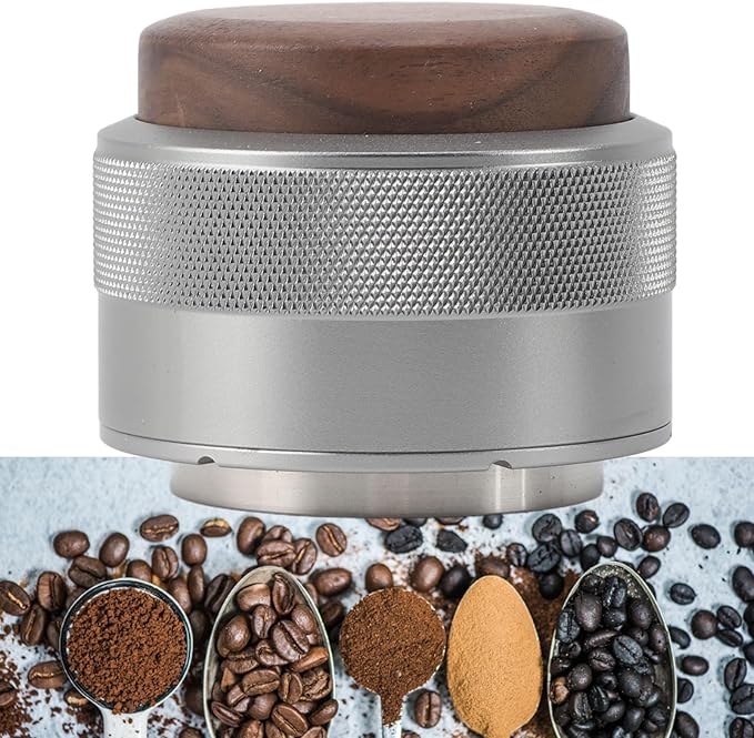 Coffee Distributor and Tamper, Dual Head Coffee Leveler Fits for Portafilter, Espresso Hand Tamper, Professional Adjustable Depth Espresso Hand Tamper(58mmsilver)