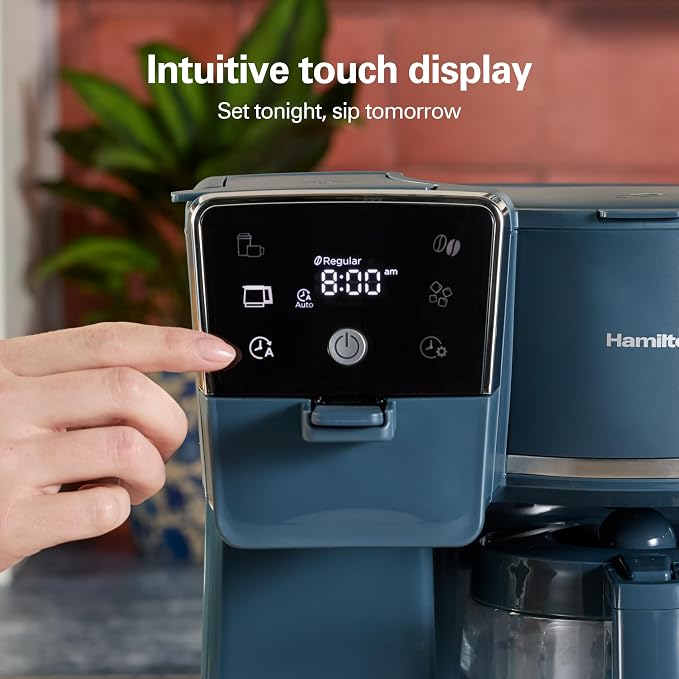 Hamilton Beach 2-Way Drip Coffee Maker & Single Serve Coffee Machine | Hot & Iced Coffee Maker| 12 Cup Glass Carafe| AquaFlow Showerhead | Auto Pause & Pour | Kitchen Makeover Blue |47502J - Image 8