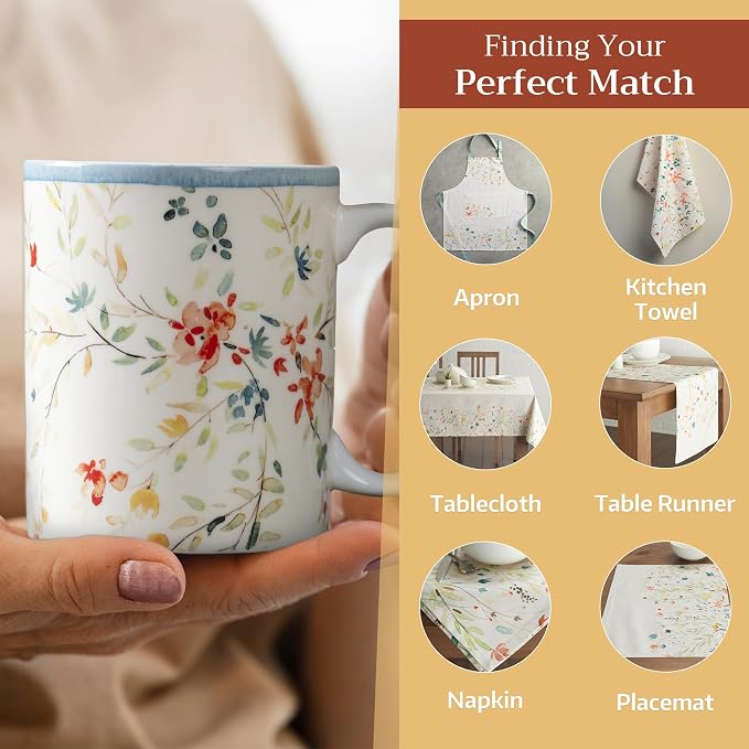 Maison d' Hermine Coffee Mug with Handles Tea Cups (15 Ounce, Pack of 1) | Fine Bone China Coffee Mugs for Hot Beverages Cappuccino Latte Home Restaurant Hotel Spring Summer -Colmar - Blue - Image 6