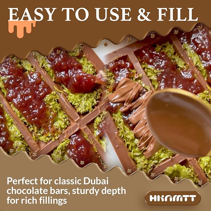 HKNMTT Chocolate Bar Molds Silicone 5 Snap Deep Moulds for Filling Dubai Wax Candy Energy Protein Bars, Food Grade Non stick Home DIY Handmade Gifts