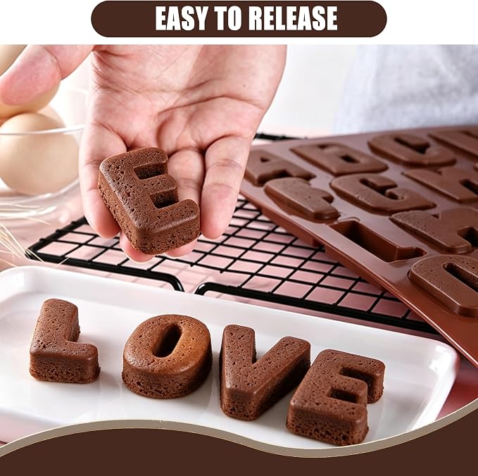 Letter Alphabet Silicone Molds BPA Free Food Grade Non-Stick Easy Release Reusable Baking Molds for Chocolate Cake Ice Tray DIY Cake Decorating Kitchen Baking Tools - Image 3