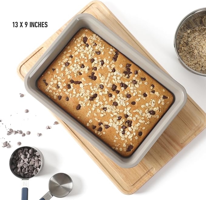 Calphalon Legacy 13 x 9-Inch Nonstick Bake Pan, Heavy Gauge Steel Baking Dish in Taupe, PFOA-Free Oven-Safe Pan for Cakes, Brownies, Roasting & Everyday Meals - Image 3
