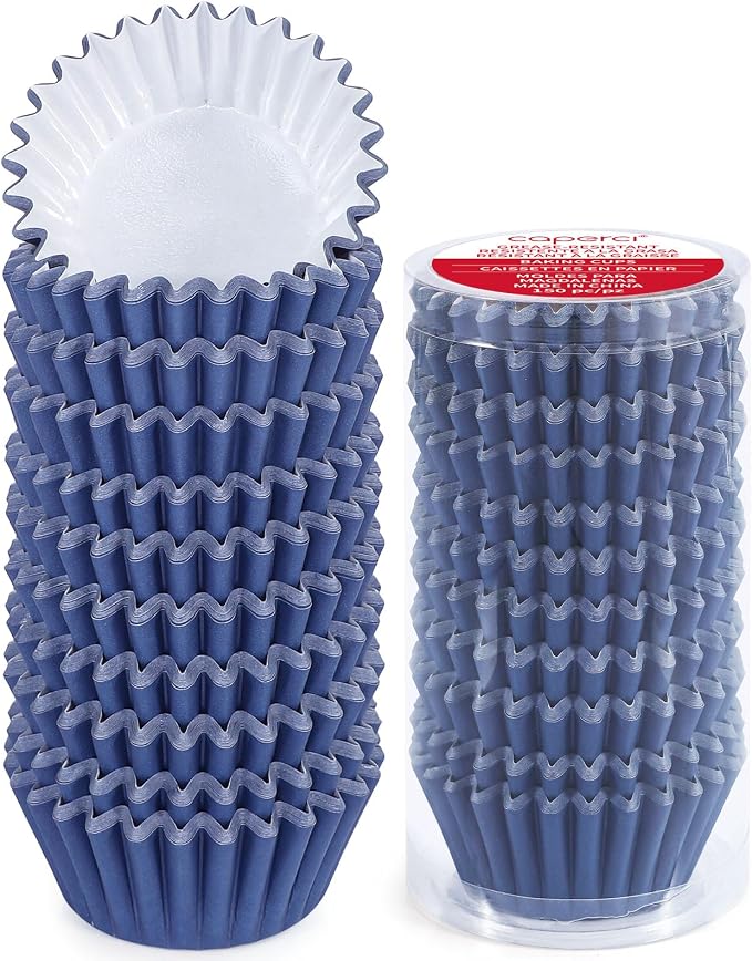 Caperci Grease-Resistant Standard Cupcake Liners 150 Counts - Heavy Duty Paper Muffin Baking Cups, Odorless, No Muffin Pan Needed, Easily Peels (Navy Blue) by Caperci