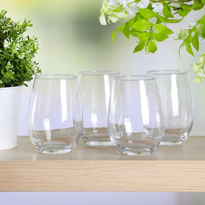 Martha Stewart Farrow 18 OZ Large Stemless 4 Pack Multipurpose Wine Glasses Set for Red or White Wine - Image 3