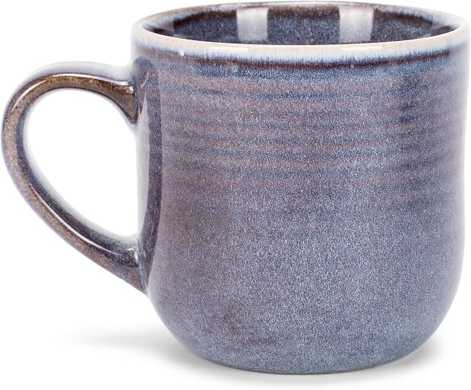 Elanze Designs Glossy Reactive Glaze Large 17 Fluid Ounce Everyday Kitchen Food Grade Ceramic Stoneware Coffee Mug Cup with Comfort Curved Handles, Set of 4, Purple Ombre Blue - Image 2