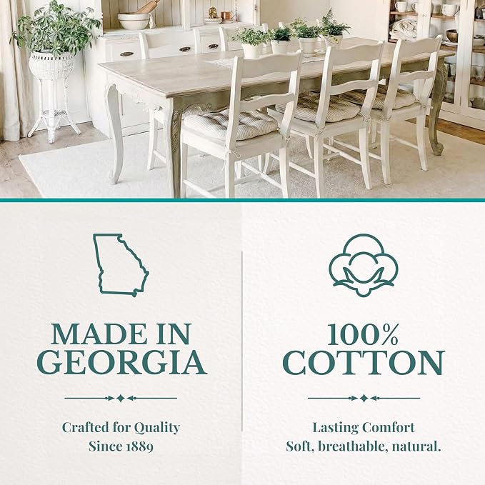 Barnett Home Decor Dining Chair Cushions with Ties – Size Medium 16.5 x 18 - Latex Foam Fill, 100% Cotton, Machine Washable Chair Pads for Kitchen Chairs, Made in USA (Tibet Spa/Pack of 2) - Image 5