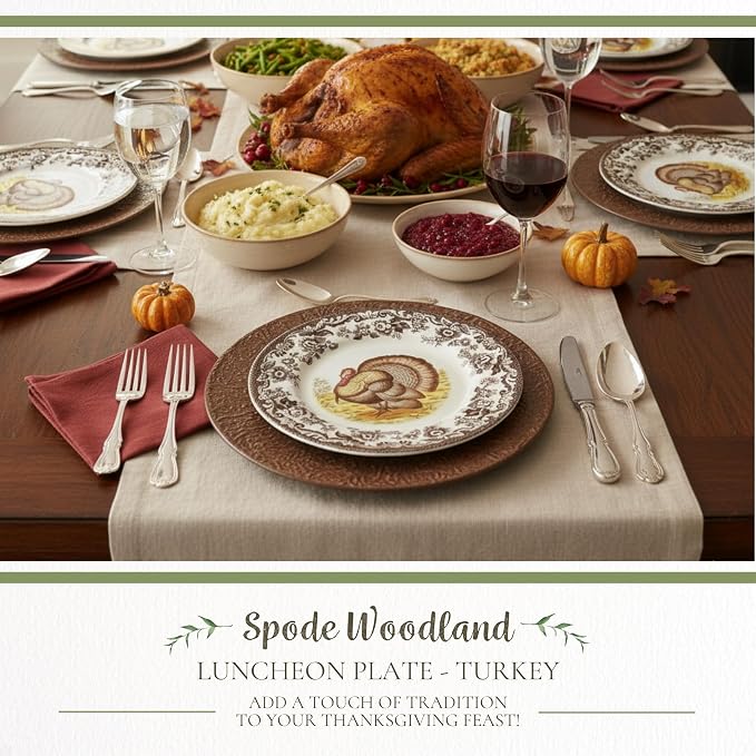 Spode – Woodland – Turkey Luncheon Plate - Brown/White - Image 2