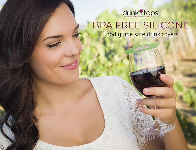 Ventilated Silicone Wine Glass Covers - Weighted Top with Screen Allows Wine to Breathe - Outdoor Covers to Keep Particles Out - BPA Free - 4pk