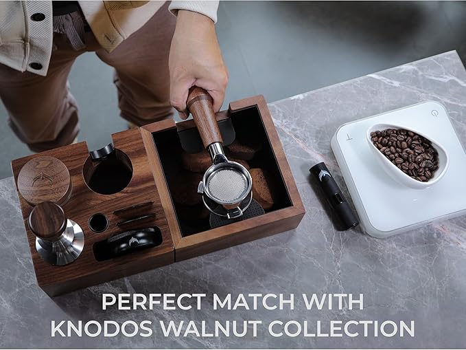 54mm Espresso Tamper For Breville Machines Calibrated Tamper Tool Espresso Walnut, Auto-Leveling and 30lb Spring Loaded Design Coffee Tamper With Stainless Steel Ripple Base