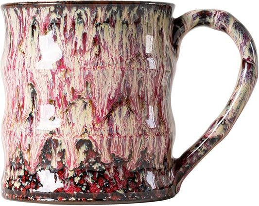 Unique Reactive Glaze Ceramic Coffee Mug - 15 oz Large Coffee Cup with Ergonomic Handle, Handmade Lava Red Ceramic Mug for Office & Home, Great Birthday Gift for Women, Men & Friends, Microwave Safe by XIYUANJI
