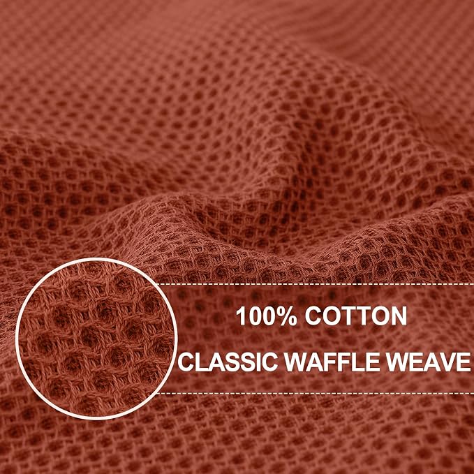 Homaxy 100% Cotton Oversized Waffle Weave Kitchen Towels 4-Pack, Rust | 20 x 28 Inches, Ultra Soft Absorbent Dish Towels, Quick Drying Large Cleaning Towels - Image 2