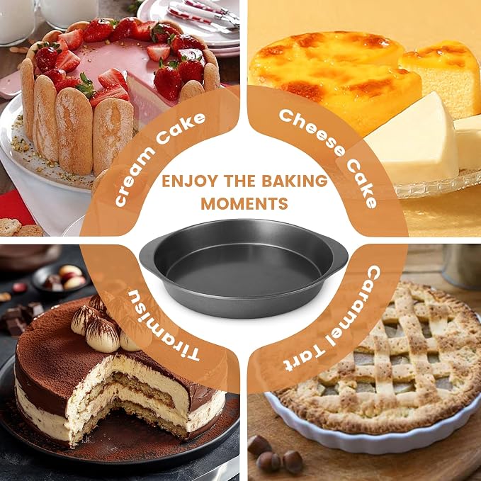 BEWOS 9 Inch Cake Pan Set - 100 Pcs Parchment Paper With 3 Pcs Carbon Steel Round Cake Pans, Nonstick Baking Pans Set With Handle, Dishwasher Safe - Image 5