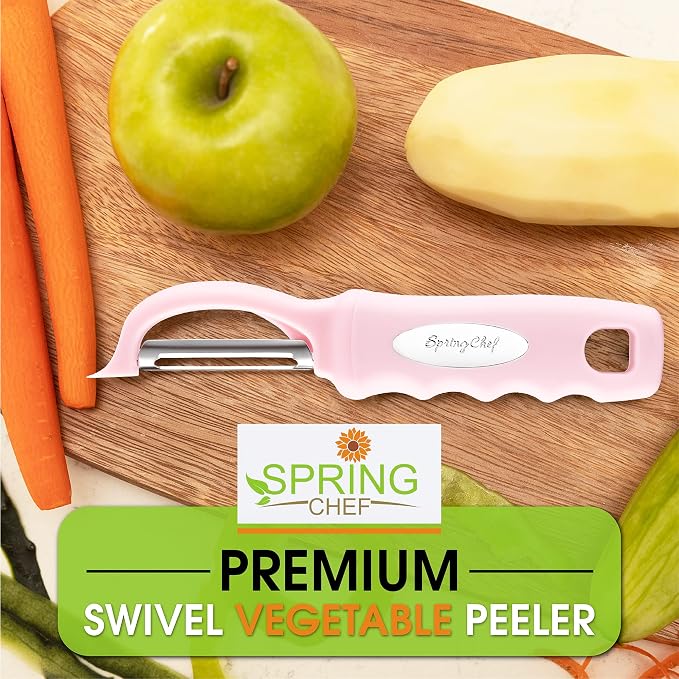 Spring Chef Swivel Vegetable Peeler with Soft Grip Handle, Pink Lemonade | Premium Potato Peeler w/ Ultra Sharp Stainless Steel Blades, Multifunctional Veggie Peeler for Apple, Carrot, Cucumber, Fruit - Image 7