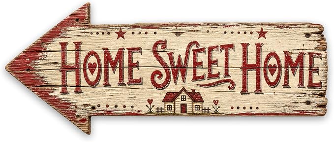 Home Sweet Home Left-Pointing Arrow Sign | barnwood look, rustic, durable print, ready to hang by MRC+Wood+Products