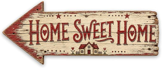 Home Sweet Home Left-Pointing Arrow Sign | barnwood look, rustic, durable print, ready to hang by MRC+Wood+Products