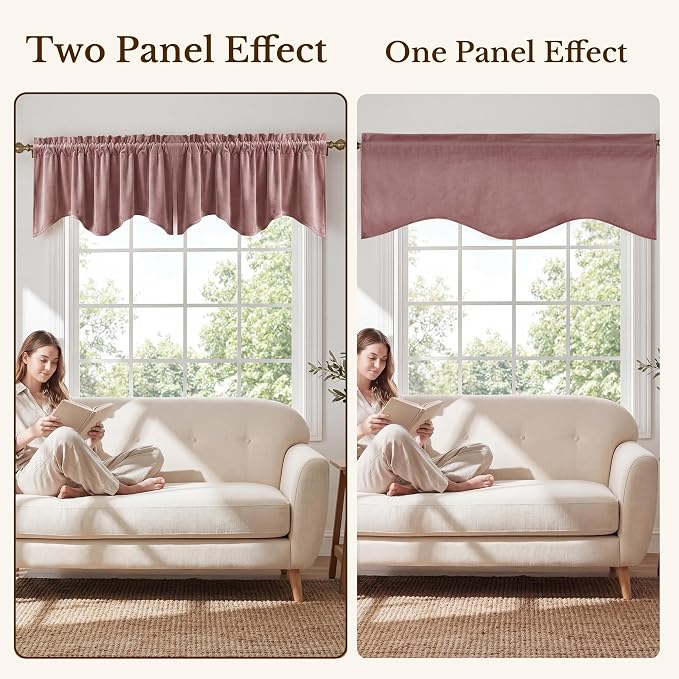 Wild Rose Velvet Valance Home Decor 52x18 Inch 1 Panel | Wavy Pink Window Treatment for Kitchen Windows, Soft Decorative Short Drape for Girls Room, Bathroom, Spring Decor - Image 7