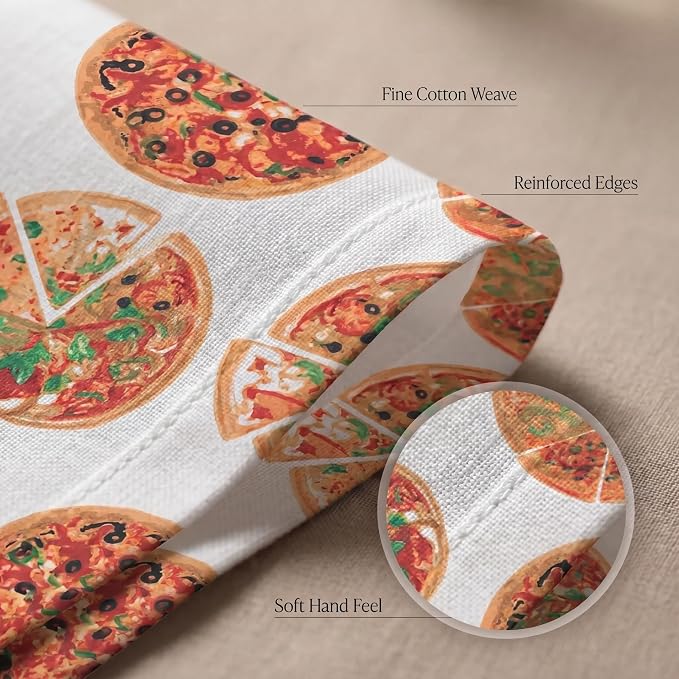 Urban Villa Cloth Napkins Cotton 20x20 (Set of 12) Pizza-Print - Image 5