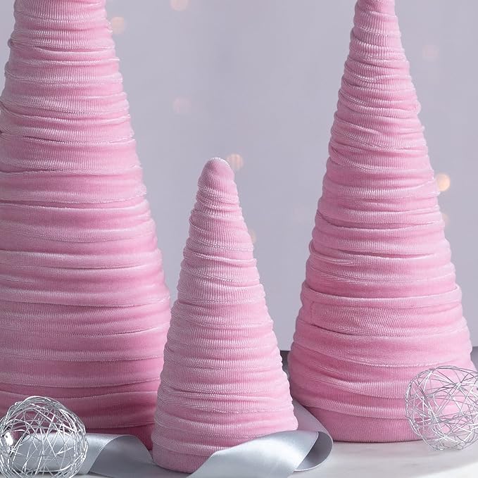 Your Heart's Content Pink Velvet Trees Set of 3, Pastel Accent Room Decor, Wedding Centerpiece, Spring Tabletop, Baby Girl Nursery, Teen Bookshelf (Pink) - Image 4