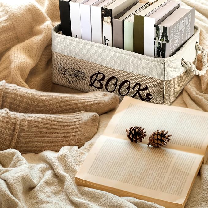 Marsui Book Lover Gifts Books themed Storage Basket Storage Bin Bookish Accessories Bookworm Gift for Club Members Student Teacher Reading Accessories - Image 2