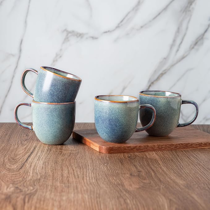 AmorArc 12oz Coffee Mugs, Ceramic Coffee Mugs set of 6 for Man, Woman, Dad, Mom, Modern Coffee Mugs with handle for Latte/Cappuccino/Milk/Cocoa. Dishwasher&Microwave Safe, Ceylon Blue - Image 5