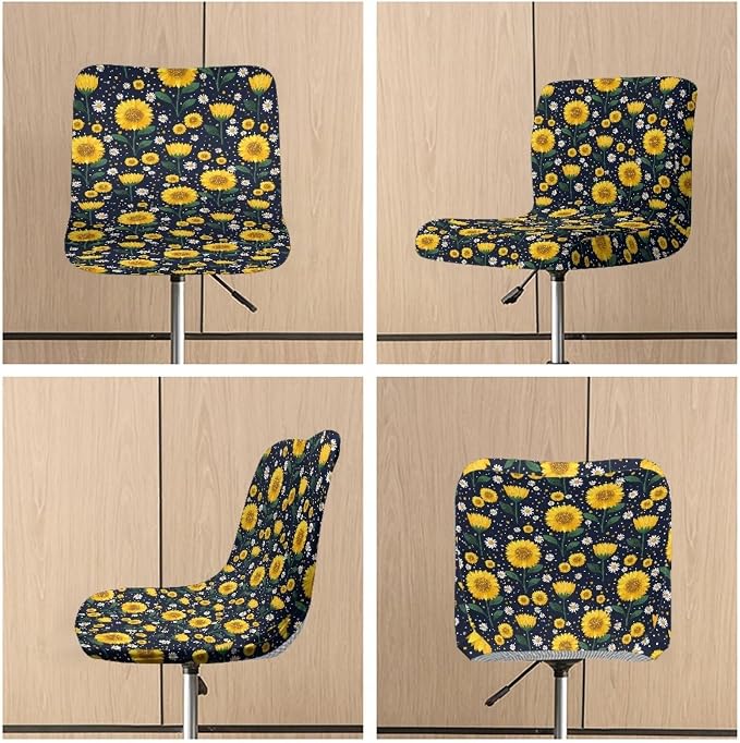Sunflower Set of 2 Bar Stool Covers, Bar Stool Slipcover Chair Cover with Elastic Bands Soft Washable Dining Chair Slipcovers - Image 6