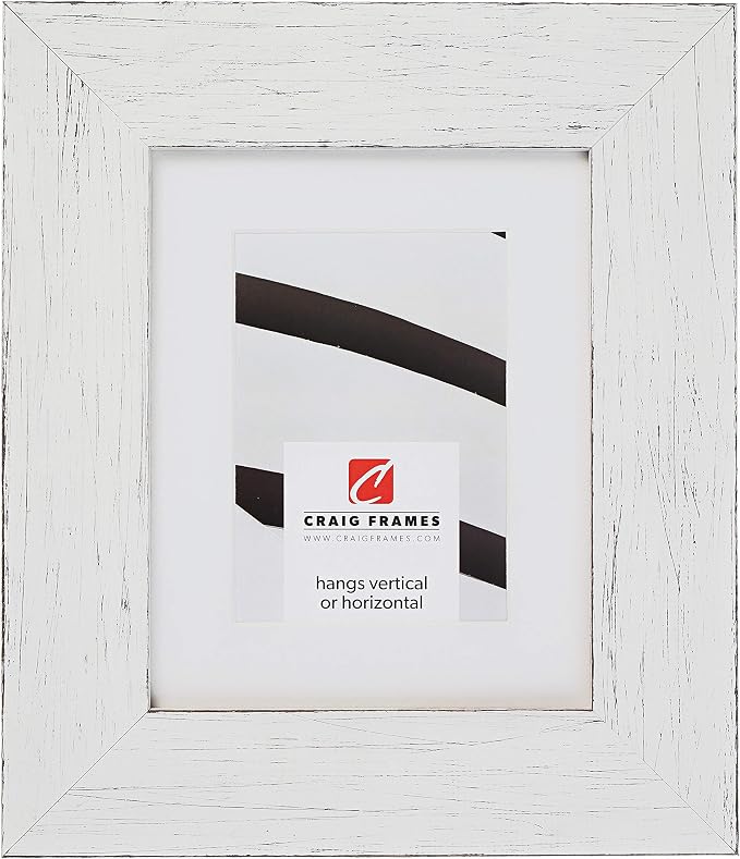 Craig Frames Jasper Wide, 5 x 7 Inch Country Marshmallow White Picture Frame Matted to Display a 4 x 6 Inch Photo by CraigFrames