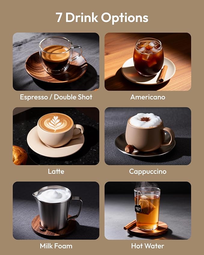 Automatic Espresso Machine, 20 Bar Coffee Maker with Grinder Built in Milk Frother, 15-Grind Settings Fully Automatic Espresso Machine with Touch Screen, Auto Self-Cleaning for Cappuccino & Latte - Image 2