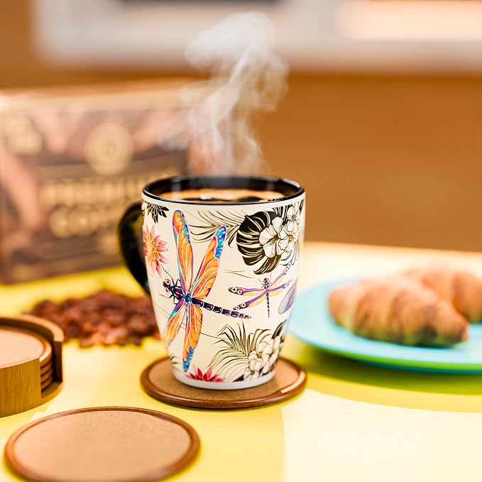 Color Changing Dragonfly Coffee Mug 12oz – Heat Sensitive Ceramic Cup with Floral Reveal – Dragonfly Gifts for Women, Unique Coffee Mugs, Christmas Holiday Gift, Perfect for Coffee, Tea or Cocoa - Image 6