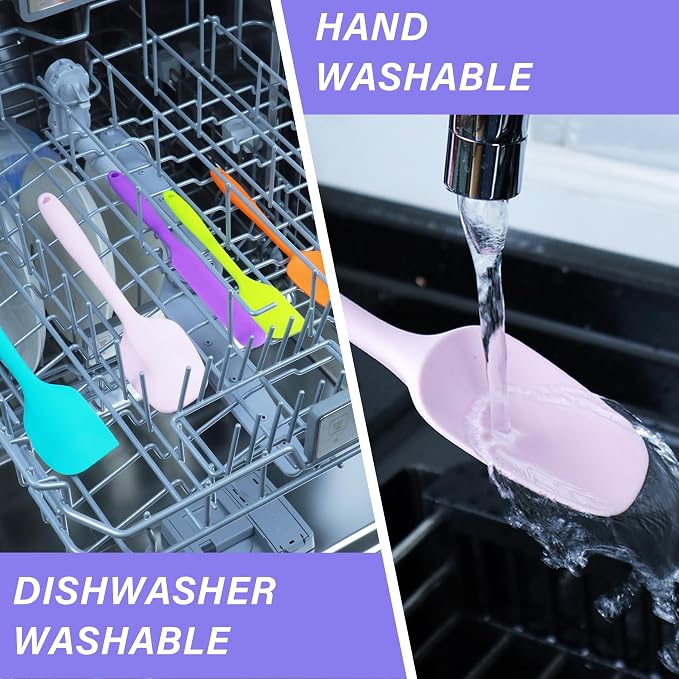 Silicone Spatula Set,5 Piece Food Grade Rubber Spatulas,Lavender | Spatulas Silicone Heat Resistant for Baking,Cooking,and Mixing High Heat Resistant Non Stick Dishwasher Safe BPA-Free - Image 4