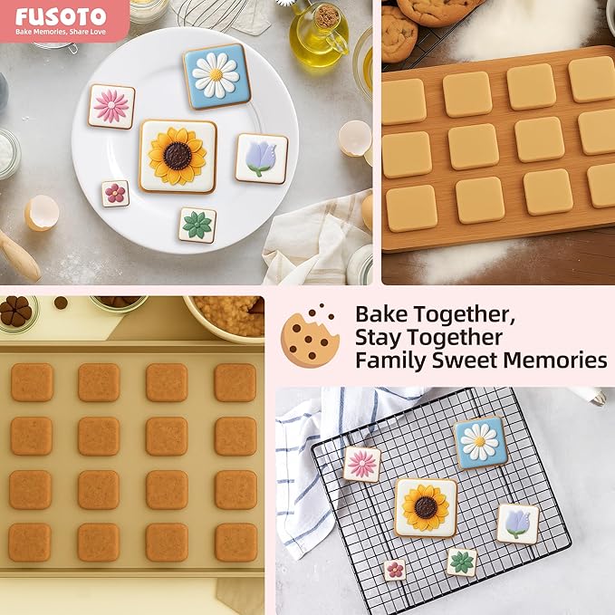 6PCS Square Cookie Cutters Set, Stainless Steel Kitchen Baking Supplies, for Biscuit, Homemade Cookies, Cake Decorating, Geometric Cookie Cutter, (1.5", 2", 2.5", 3", 3.5", 4"), Square