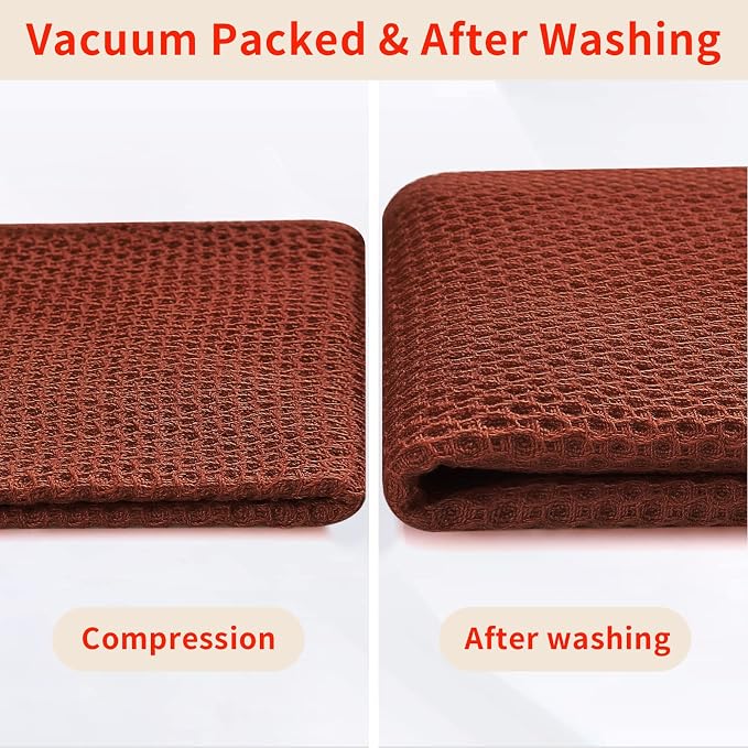 Homaxy 100% Cotton Waffle Weave Kitchen Dish Cloths 12-Pack, Rust | 12 x 12 Inches, Ultra Soft Absorbent Dish Towels, Quick Drying Dish Rags with Hanging Loop - Image 7