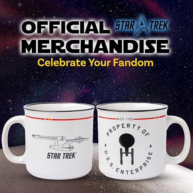 Silver Buffalo Star Trek Enterprise Property, Ceramic Camper Mug, 20oz | NCC-1701, The USS, 0.59 Liters - Image 5