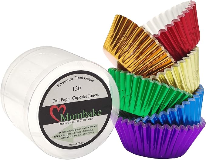 Rainbow 6 Bright Colors Standard Cupcake Liners Muffin Foil Paper Baking Cups, 120-Count - Image 6