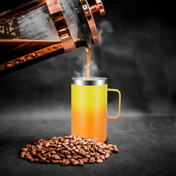 KXIAOCHEN 20 oz Insulated Coffee Mug, Coffee Cup with Lid and Wide Handle | 18/8 stainless steel, 6+ hours hot or 12+ hours cold, wide mouth, no-sweat exterior, for office, work, home and camping - Image 3