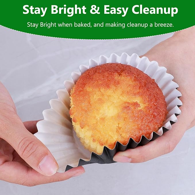 Caperci Heavy Duty Black Jumbo Cupcake Muffin Liners for Baking - Extra Large 100pcs Grease-Resistant Paper Baking Cups, No Muffin Pan Needed, Odorless, Easily Peels (Black) - Image 4