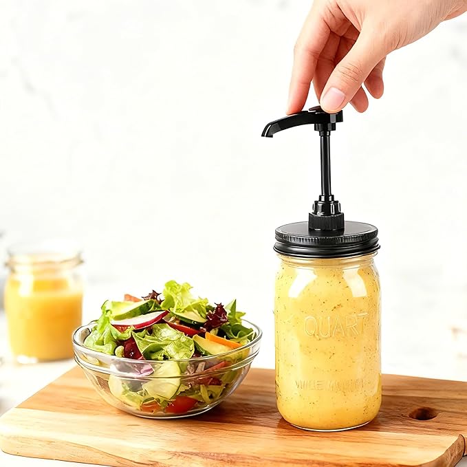32 oz Mason Syrup Sauce Honey Dispenser Pum Bottle 1 Quart Wide Mouth Glass Coffee Syrup Condiment Ketchup Container Food Grade Airtight & Leak-Proof