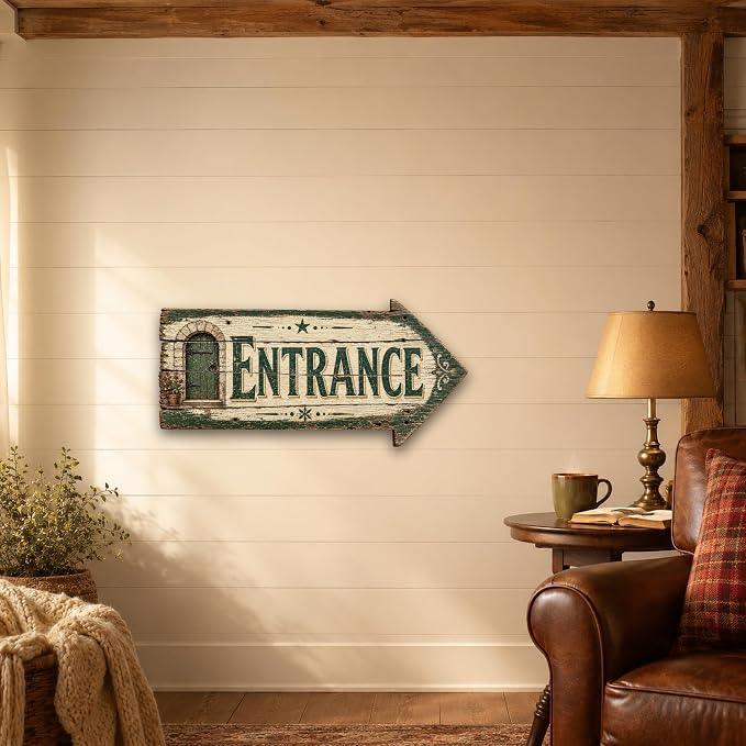 Entrance Right-Pointing Arrow Sign — Die-Cut Metal Directional Wall Decor | barnwood look, rustic, durable print, ready to hang - Image 5
