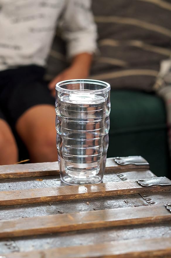 Tervis Clear & Colorful Tabletop Made in USA Double Walled Insulated Tumbler Travel Cup Keeps Drinks Cold & Hot, 10oz Wavy, Clear - Image 2