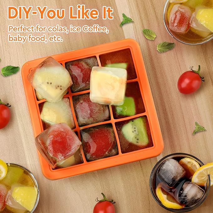 Small Ice Cube Trays for Freezer,9x1.3 inch,BPA Free,Silicone Ice Cube Tray with Lid | Mini Ice Cube Trays-Nugget Ice Tray with lid for Mini Fridge with Freezer for Coffee,Cocktail,Baby Food