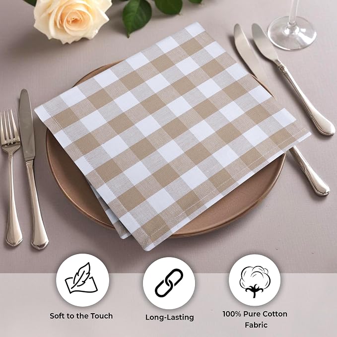 Urban Villa Cloth Napkins Cotton 20x20 (Set of 6) Taupe - Image 5