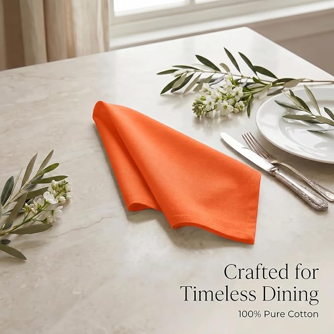 Urban Villa Cloth Napkins Cotton 20x20 (Set of 12) Orange - Image 8