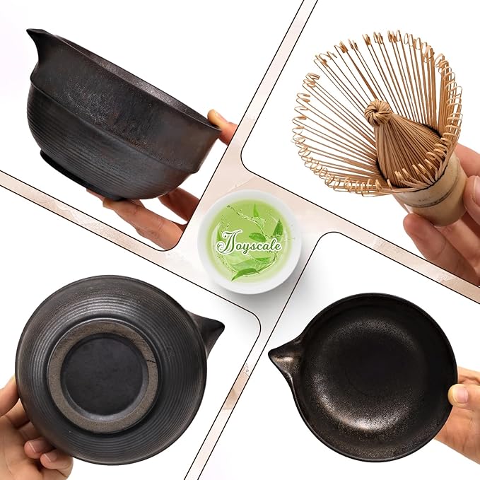 Joyscale Matcha Whisk Set, Matcha Set Whisk And Bowl, 8 Pcs Matcha Kit Set(Retro Design), 16 OZ, Japanese Matcha Tea Set, Matcha Making Kit Gifts for Tea Lovers(Bronze)