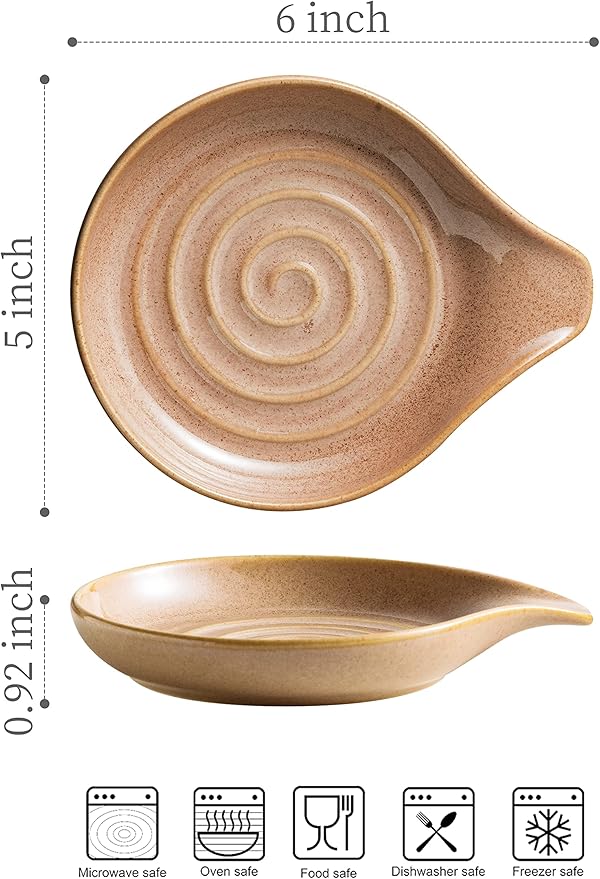 Spoon Holder, Porcelain Cooking Spoon Rest for Stove Top, Large Utensil Rest for Spoons, Ladles, Tongs, Spatula or Kitchen Counter Farmhouse Cooking, Coffee Bar Accessories, 5 Inches (Brown) | 5 Inches Large for Ladles, Spatula, Coffee Spoon, Tong | fo... - Image 2